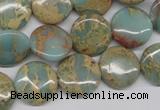 CNS161 15.5 inches 16mm flat round natural serpentine jasper beads