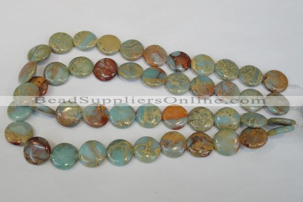 CNS190 15.5 inches 18mm flat round natural serpentine jasper beads