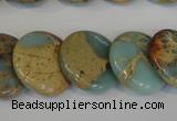 CNS192 15.5 inches 20mm flat round natural serpentine jasper beads