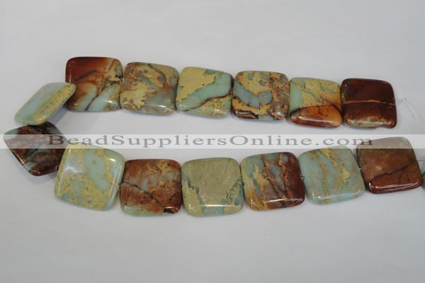 CNS196 15.5 inches 30*30mm square natural serpentine jasper beads