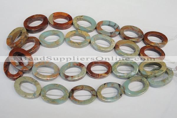 CNS198 15.5 inches 22*30mm oval donut natural serpentine jasper beads