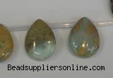 CNS200 Top-drilled 15*20mm flat teardrop natural serpentine jasper beads