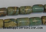 CNS205 15.5 inches 10*14mm drum natural serpentine jasper beads