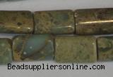 CNS215 15.5 inches 8*12mm flat tube natural serpentine jasper beads