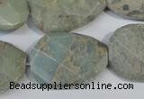 CNS262 20*30mm twisted & faceted rectangle natural serpentine jasper beads