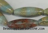 CNS278 15.5 inches 10*30mm rice natural serpentine jasper beads