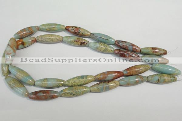 CNS278 15.5 inches 10*30mm rice natural serpentine jasper beads