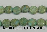 CNS280 15.5 inches 10mm flat round natural serpentine jasper beads