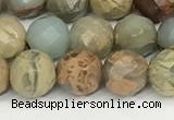 CNS342 15.5 inches 8mm faceted round serpentine jasper beads