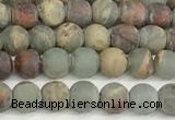 CNS344 15.5 inches 4mm round matte serpentine jasper beads