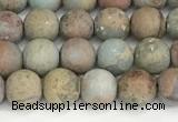 CNS346 15.5 inches 8mm round matte serpentine jasper beads