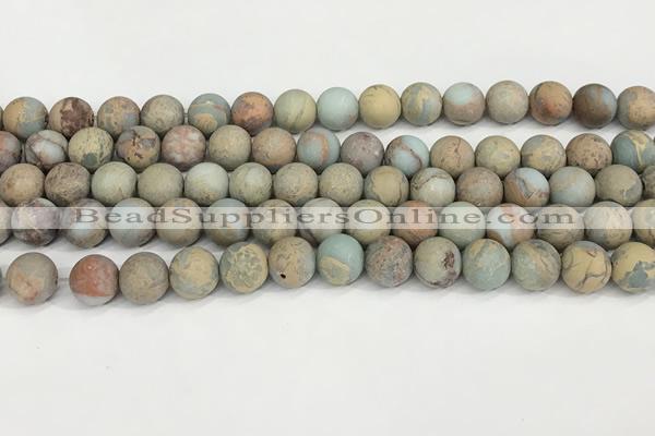 CNS348 15.5 inches 10mm round matte serpentine jasper beads