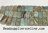 CNS353 7.5 inches 10*20mm rectangle double drilled serpentine jasper beads