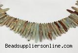 CNS355 Top drilled 5*15mm - 6*45mm sticks serpentine jasper beads