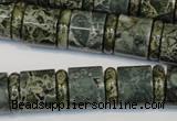 CNS418 15.5 inches 4*14mm rondelle & 12*14mm tube serpentine jasper beads