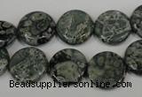 CNS420 15.5 inches 14mm flat round natural serpentine jasper beads