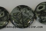 CNS425 15.5 inches 30mm flat round natural serpentine jasper beads