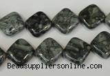 CNS428 15.5 inches 12*12mm diamond natural serpentine jasper beads