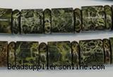 CNS518 15.5 inches 4*14mm rondelle & 12*14mm tube serpentine jasper beads