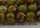 CNS604 15.5 inches 12mm round green dragon serpentine jasper beads