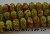 CNS612 15.5 inches 6*10mm rondelle green dragon serpentine jasper beads