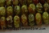 CNS613 15.5 inches 7*12mm rondelle green dragon serpentine jasper beads