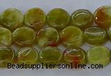 CNS619 15.5 inches 8mm flat round green dragon serpentine jasper beads