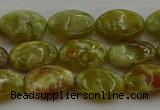 CNS631 15.5 inches 10*14mm oval green dragon serpentine jasper beads