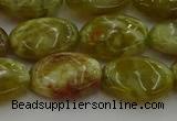 CNS633 15.5 inches 13*18mm oval green dragon serpentine jasper beads