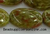 CNS637 15.5 inches 22*30mm oval green dragon serpentine jasper beads