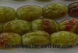 CNS641 15.5 inches 7*12mm rice green dragon serpentine jasper beads