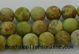 CNS651 15.5 inches 8mm round matte green dragon serpentine jasper beads