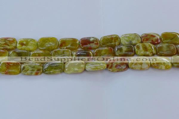 CNS672 15.5 inches 13*18mm rectangle green dragon serpentine jasper beads