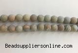 CNS709 15.5 inches 10mm round matte serpentine jasper beads