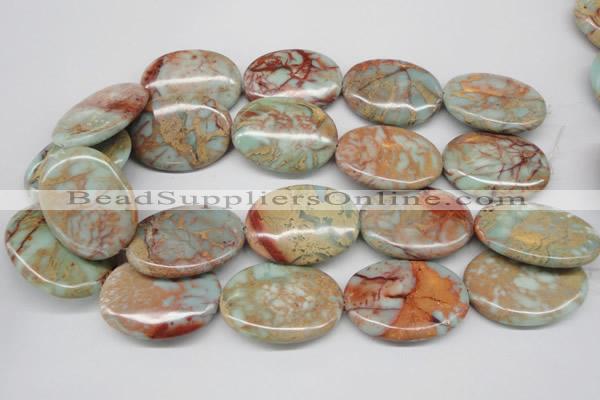 CNS97 15.5 inches 30*40mm oval natural serpentine jasper beads