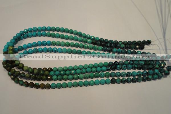 CNT130 15.5 inches 6mm faceted round natural turquoise beads