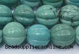 CNT540 15.5 inches 10mm carved round turquoise gemstone beads