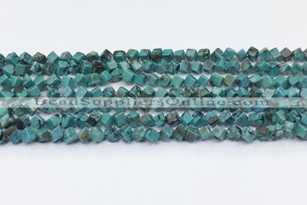 CNT555 15.5 inches 4mm cube turquoise gemstone beads