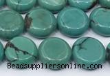 CNT560 15.5 inches 10mm flat round turquoise gemstone beads