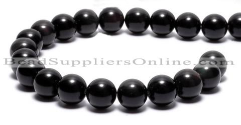 COB04 16 inches 12mm round black obsidian gemstone beads wholesale