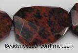 COB104 30*40mm twisted & faceted rectangle mahogany obsidian beads