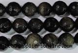 COB266 15.5 inches 12mm faceted round golden obsidian beads