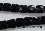 COB390 15.5 inches 10*10mm faceted square black obsidian beads