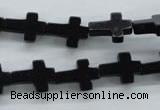 COB415 15.5 inches 10*14mm cross black obsidian beads wholesale