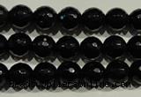 COB451 15.5 inches 6mm faceted round black obsidian beads