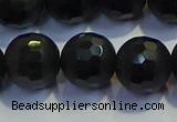 COB476 15.5 inches 12mm faceted round matte black obsidian beads