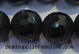 COB480 15.5 inches 20mm faceted round matte black obsidian beads