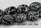 COB55 15.5 inches 12*16mm oval Chinese snowflake obsidian beads