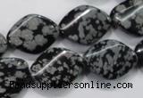 COB57 15.5 inches 15*20mm twisted oval Chinese snowflake obsidian beads