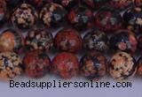 COB662 15.5 inches 8mm round red snowflake obsidian beads